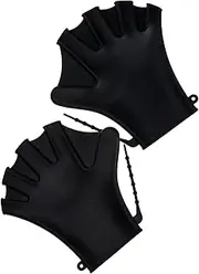 Kisangel Swimming Gloves Goggles Swimming Adult Sun Protection Gloves Swimming Paddles for Hands Webbed Gloves Breathable Work Out Gloves Lap Mittens Fog Fins Black