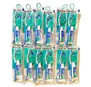 12 REACH Travel Toothbrush Set Crest Toothpaste Soft Bristle, Disposable Kit