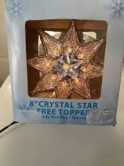 New Kurt Adler 10 Light 8" Crystal Star Treetop Topper - With Box!