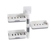 Rotatable Wall Mounted Soap Box 3 Layers HIPS Punch Free Rotatable Soap Container Dish for Household