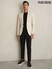 Reiss Black Found Slim Fit Drawcord Trousers (F70345) | $220