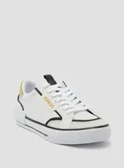 GUESS White Gold Lollin Low Top Sneakers Size: 10, Synthetic