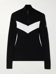 [Fusalp] Fusalp - Andromede Striped Ribbed-knit Half-zip Sweater - Black - large large Black