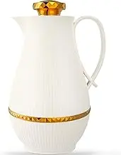 Insulated Thermal Coffee Carafe, 33 oz, Luxury Arabic-Style Insulated Thermos Flask,Coffee Tea Pot,with Spout and Glass Liner for Hot Cold Water,Housewarming Ornaments (White)