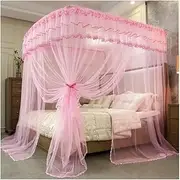 Summer Bed Mosquito Net, Single Bed Double Bed Metal Support King Size Bed Curtain, Romantic Bedroom Decoration (Colour: Pink-1, Size: 200X220CM) (Color : Pink-1, Size : 180X220CM)