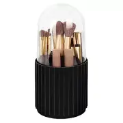 Makeup Brush Holder Organizer with Lid, 360 Degree Rotatable Makeup Black