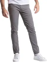 [Aosufei] Men's Slim Fit Casual Straight Leg Pants Solid Business Quick Dry Trousers Stylish Classic Outdoor Pants, Dark Grey, X-Large