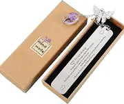 YHH Metal Bookmarks Gifts Ideas for Best Friend, Book Mark with 3D Butterflies & Glass Tree Pendant, Special Thank You Gift for Women, Xmas Birthday Friendship Present for Girls Reader, Purple Flower