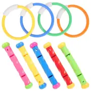 9 Pcs Diving Play Set Dive Sticks for Toys Ages 4-8 Child Baby