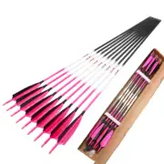 6PCS Archery Carbon Arrows 5inch Vanes Compound Recurve Bow