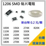 [台灣現貨] (100個) 1206 貼片電阻 100K~999.99K