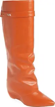 Azalea Wang Melina Pointed Toe Boot Orange Size 8.5 Brand New Knee High In Box