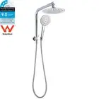 Easy To Install Round 9'' Rain Shower Head Set Handheld Gooseneck Arm Chrome