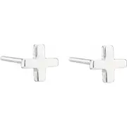 2PCS Silver plating Pin Mini Simple Exquisite Fashion Cross Earrings Versatile Earrings