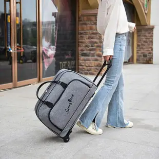 拉桿包 網紅旅行袋韓版拉桿包女手提包防水帆布行李袋