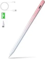 Reelau Active Stylus Pen Universal for Android/iOS Touch Screen Device, Upgraded Stylus Pen Rechargeable Stylus for Samsung/ipad/Lenovo Tablet [Magnetic] [Touch Switch] [Extra Tip], Pink