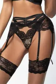 Axami 10712 Garter Belt On the Clouds Black Lace