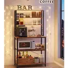 33" Wood Standard Baker Rack With Microwave Compatibility Kitchen Storage Shelf