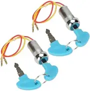 Yurefax 2 Pack 2 Wires Ignition Switch Key Starter Switch with 4 Keys On-off, for Electric Scooter Bicycle Mobility Scooter, for Golf, Cart, for Razor, MX650 DR650 Dirt Bike ATV Moped Go Kart Motorcyc
