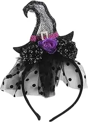 AWOCAN Halloween Witch Hat Headband Halloween Headband Costume Accessory for Women Halloween Party Favor, Cosplay, Witch Costume