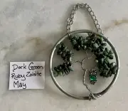 Handmade Ruby Zoisite Suncatcher With Owl Charm May Birth crystal