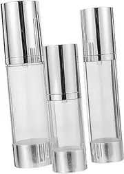 Outanaya 3Pcs Airless Lotion Containers for Travel Portable Pump Bottles Multi Use Dispenser Travel Bottles for Toiletries Convenient Skin Care Storage