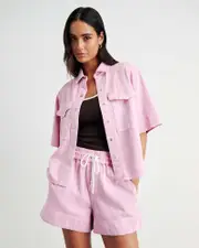 [Jag] Jag Women's Loe Denim Shirt In Pink Size 16 16 Pink