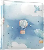 Cartoon Blue and White Airplane Hot Air Balloon Photo Albums Photo Books Self Adhesive Scrap Book Photo Albums Photo Albums For 4x6, 6x8