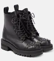 [Junya Watanabe] Junya Watanabe Embellished leather biker boots UK 4.5 black