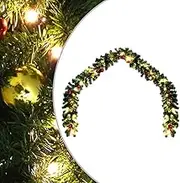 Christmas Garland Decorated with Baubles and LED Lights 10 m Holiday Decor Festive