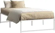 OIKITURE Metal Bed Frame with Under-Bed Storage Space, King Single Size Platform Beds Base for Bedroom Home Decor, Bed Frame Home Furniture,203x107x35CM, White