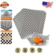 Classic 12x12 Inch Black & White Checkered Wax Deli Paper for Food Baskets