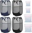 4Pcs Mesh Pop up Laundry Hamper, Foldable Pop up Hamper, Collapsible Laundry Ba