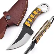 Fixed Blade Hunting Knife - Handmade Bushcraft Knife Carbon Steel Knife With Lea