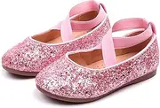 [YIBLBOX] Girl's Glitter Ballet Flats Ballerina Mary Jane Princess Wedding Dress Shoes Sparkle Dress up Shoes, Pink-1, 10 Toddler