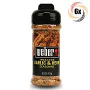 6x Shakers Weber Roasted Garlic & Herb Seasoning | 6.25oz | Gluten & MSG Free