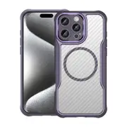 For iPhone 16 Pro Max Case, Compatible with MagSafe Carbon Texture Cover,Purple