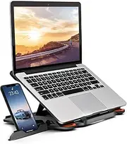 Laptop Stand Adjustable Laptop Computer Stand Multi-Angle Stand Phone Stand Portable Foldable Laptop Riser Notebook Holder Stand Compatible for 9 to 15.6” Laptops Black