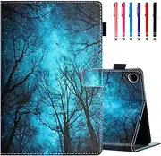 [MOKASE] Case for Samsung Galaxy Tab A9+ 11 Inch 2023 (SM-X210/X216/X218), PU Leather Soft TPU Case with Stand Protective Cover, Smart Auto Wake/Sleep & Pen Holder for Galaxy Tab A9 Plus, Blue Forest