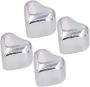 Stainless Steel Ice Cubes Heart Shaped Reusable Whiskey Stones Wine Chilling Stones for Wine Whiskey Beverages Bar Set of 4
