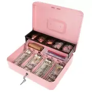 Cash Box with Money Tray and Key Lock Money Box Safe Locking Money Saving Loc...