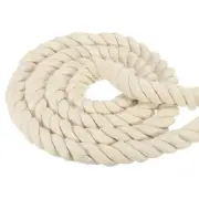 1inx33ft Twisted Cotton Rope 3 Strand Tug of War Rope with Sealing Tape Beige
