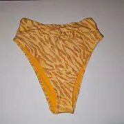 American Eagle Aerie Twist Front High Cut Cheeky Bikini Bottom MEDIUM Orange Ani