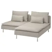 SÖDERHAMN 2-seat sofa with chaise longue, Fridtuna light beige