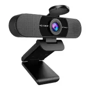 NNEOBA 1080P HD USB Webcam Dual Noise-Canceling Mics Black