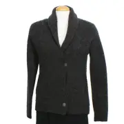 EILEEN FISHER Charcoal Gray Merino Wool Boucle Doubleknit Crop Jacket