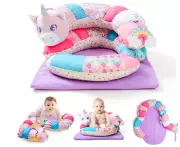 3-In-1 Tummy Time Mat & Seated Support Pillow Newborn Tummy Time Toys for Newbor