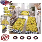 Elegant Sunflower Kitchen Rugs - Non-Slip, Machine Washable for Easy Care