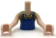 Lego New Light Nougat Torso Mini Doll Girl Blue Overalls over Yellow Checkered