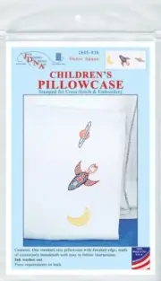 Jack Dempsey Children's Stamped Pillowcase W/Perle Edge-Outer Space
